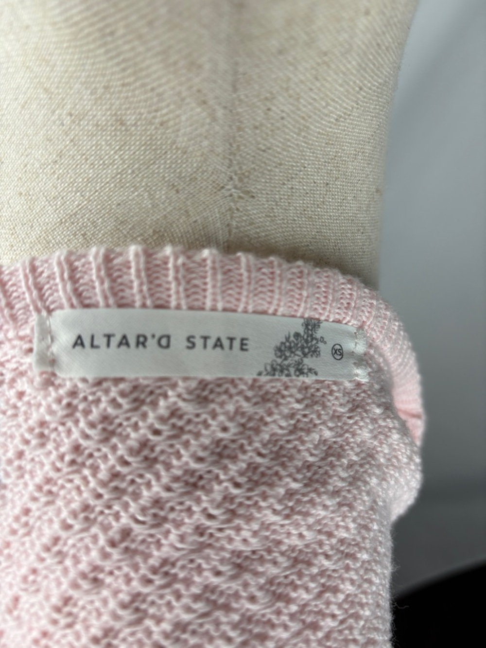 Altar’d State Blush Pink Knit Tie Front Peplum Top XS Boho Feminine - Picture 6 of 6